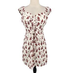 Nasty Gal Lace-Up Floral Mini Dress Size 6